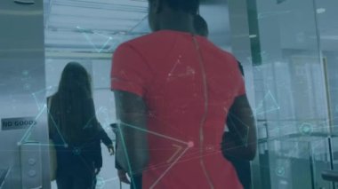 Matematiksel denklemlerin vr kulaklıklar kullanılarak okul çocukları üzerinde canlandırılması. Küresel iş bağlantıları dijital arayüz ve teknoloji konsepti dijital olarak oluşturulmuş video.