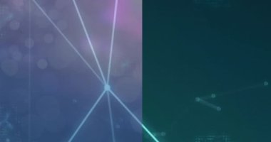 Siyah zemin üzerindeki bağlantı ağının ve ışık noktalarının animasyonu. Soyut arkaplan, ışık ve hareket kavramı dijital olarak oluşturulmuş video.