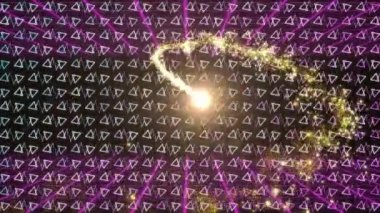 Siyah zemin üzerindeki çizgilerin üzerindeki ışık noktaları ve şekillerin animasyonu. Soyut arkaplan, ışık ve hareket kavramı dijital olarak oluşturulmuş video.