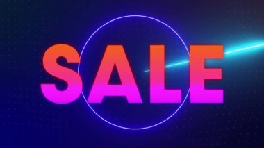 Siyah arkaplandaki noktalar ve şekiller üzerinde başlangıç metninin canlandırması. Video oyunu arayüzü ve teknoloji kavramı.