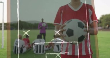 Ragbi oyuncularının istatistiklerinin animasyonu. Küresel ağ ve teknoloji kavramı.