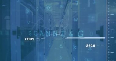 Veri işleme ve sunucu odasındaki bağlantı ağıyla siber saldırı uyarısı animasyonu. Küresel teknoloji, çevrimiçi güvenlik ve dijital arayüz kavramı dijital olarak oluşturulmuş video.