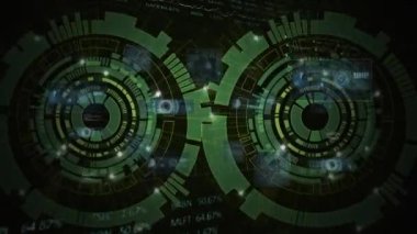 Kapsam taramasında veri işleme animasyonu. küresel iş ve dijital arayüz kavramı dijital olarak oluşturulmuş video.