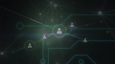 Animation of network of connections over light spots. Global business and digital interface concept digitally generated video.