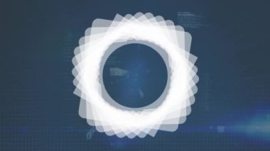 Siyah arka plandaki veri işleme üzerinde beyaz şekillerin canlandırılması. Küresel teknoloji, bilgisayar ve dijital arayüz kavramı dijital olarak oluşturulmuş video.