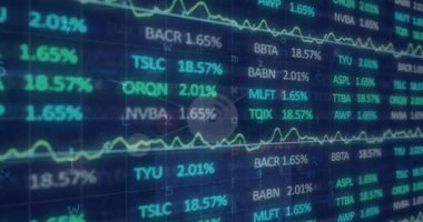 Simgeler ve veri işleme ağları üzerinden borsanın canlandırılması. Küresel iş, finans ve dijital arayüz kavramı dijital olarak oluşturulmuş video.