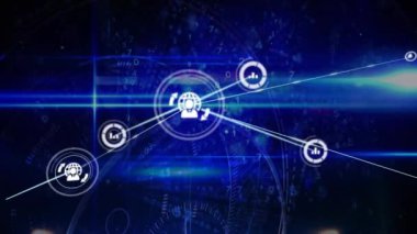 Veri işleme üzerinden bağlantı ağının animasyonu. küresel iş ve dijital arayüz kavramı dijital olarak oluşturulmuş video.