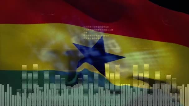 Animacja Przetwarzania Danych Nad Flagą Ghany Globalny Biznes Patriotyzm Koncepcja — Wideo stockowe