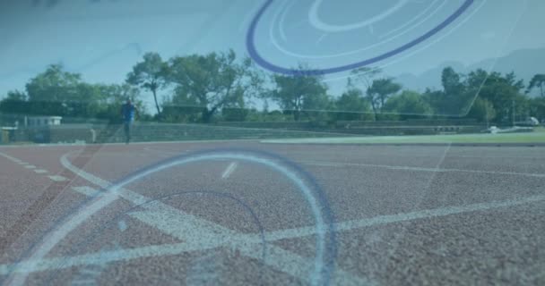 장애인 아프리카 미국인 선수에 데이터 애니메이션 글로벌 스포츠 디지털 인터페이스 — 비디오