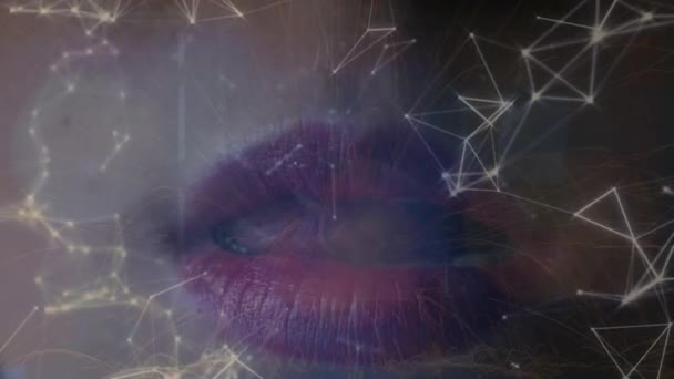 Animatie Van Netwerk Van Verbindingen Lippen Mode Schoonheid Digitale Interface — Stockvideo