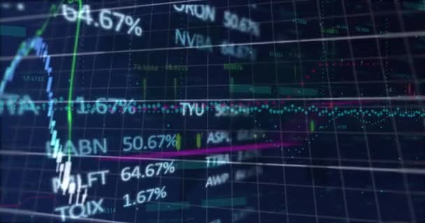 Анимация Обработки Финансовых Данных Фондовом Рынке Черном Фоне Глобальные Технологии — стоковое видео