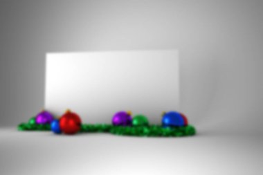 Blurry poster with christmas baubles