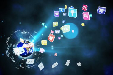 Genel iletişim arkaplanı, dijital olarak oluşturulmuş resim