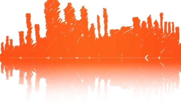 Digitally Generated Image Orange City Skyline White Background — Photo