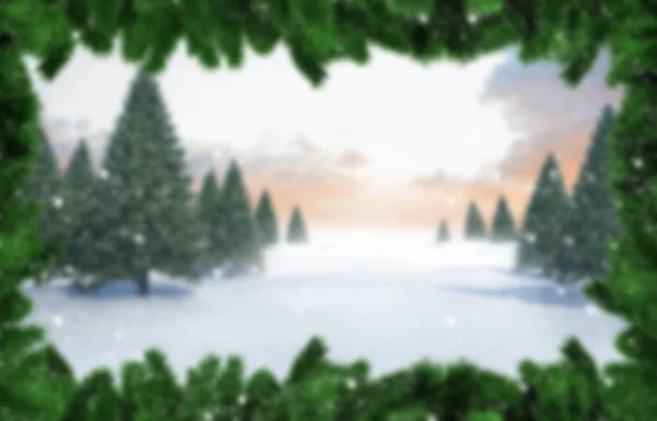 Verschwommene Weihnachtsszene Mit Bäumen Und Schnee — Stockfoto