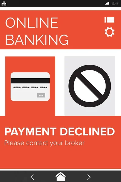 Online Banking Payment Declined Text Mobile Display — Stockfoto