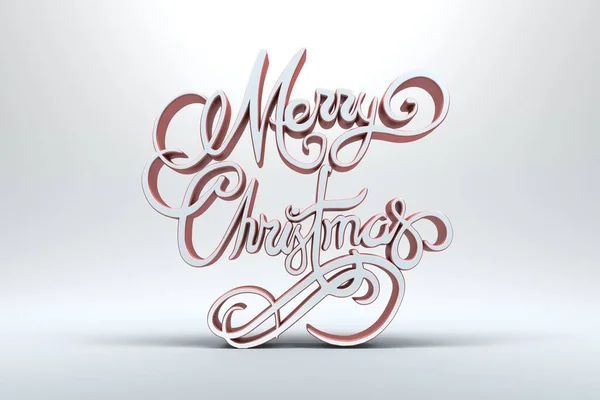 Merry Christmas Text White Red White Background — Stockfoto