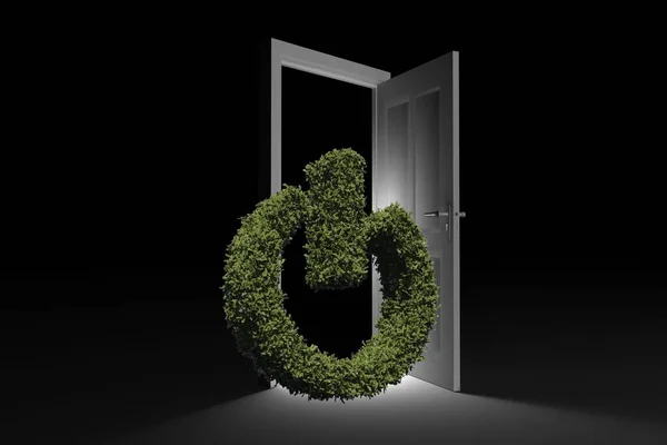 Logout Symbol Topiary Doorway Black Ground — Stok fotoğraf