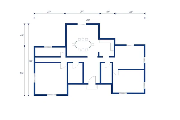 Plano Casa Interior Arquitectura Ilustración Del Vector —  Fotos de Stock