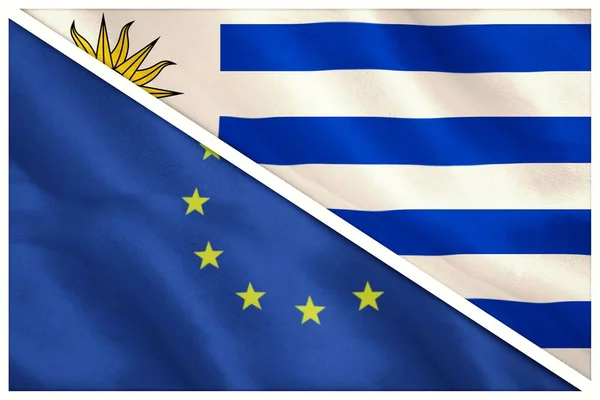 Close Uruguay European Flags White Background — ストック写真