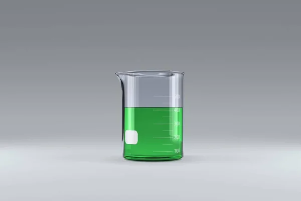 Close Beaker Green Chemical Solution — Fotografia de Stock