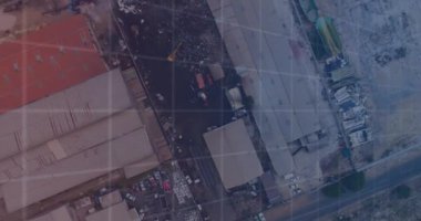 Arazi doldurma alanı üzerinde veri işleme ile grafik animasyonu. Küresel teknoloji, finans ve dijital arayüz kavramı dijital olarak oluşturulmuş video.