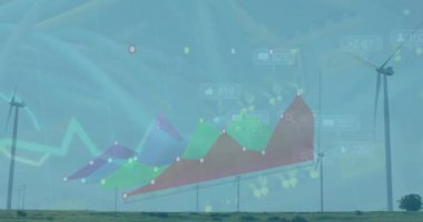 Finansal veri işleme ve istatistik kaydının animasyonu. Küresel iş ve dijital arayüz kavramı dijital olarak oluşturulmuş video.