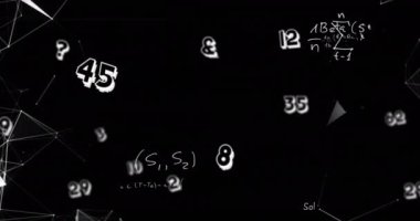 Matematiksel denklemlerin veri işleme üzerine animasyonu. Küresel iş ve dijital arayüz kavramı dijital olarak oluşturulmuş video.