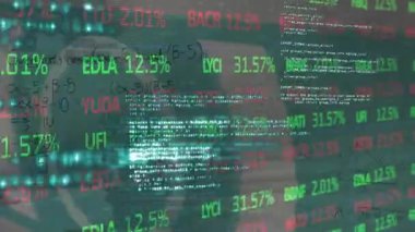 Matematiksel denklemler üzerinde veri işleme animasyonu. küresel iş ve dijital arayüz kavramı dijital olarak oluşturulmuş video.