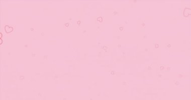 Model simgesinin pembe arka plandaki kalplerin üzerinde canlandırılması. Moda, güzellik ve yaşam tarzı konsepti dijital olarak oluşturulmuş video.