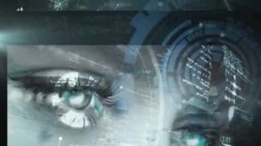 Veri işleme ve şehir manzarası üzerinde dünyanın animasyonu. Küresel bağlantılar ağlar ve veri işleme kavramı dijital olarak oluşturulmuş video.