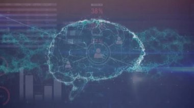 Dünya ve veri işleme üzerindeki bağlantı ağının animasyonu. Küresel iletişim işi dijital arayüz teknolojisi ve dijital olarak oluşturulan ağ konsepti.