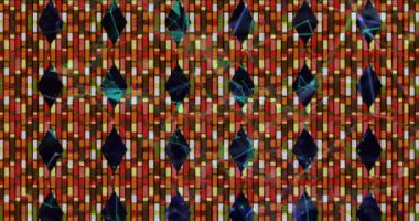 Siyah arkaplandaki bağlantı ağı üzerinden hareket eden şekillerin animasyonu. Küresel bağlantılar ve dijital arayüz konsepti dijital olarak oluşturulmuş video.