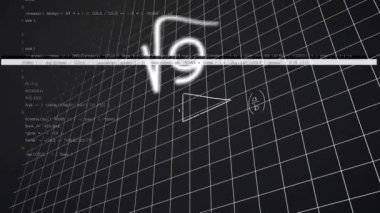 Matematiksel denklemler üzerinde veri işleme animasyonu. küresel iş ve dijital arayüz kavramı dijital olarak oluşturulmuş video.