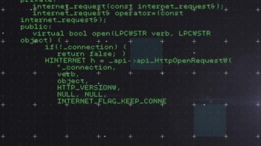 Parlayan noktalar ve ışık kaydı üzerindeki bozulma animasyonu. Dijital olarak oluşturulan küresel çevrimiçi hesaplama teknolojisi ve veri işleme konsepti.