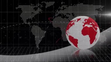 Veri işleme üzerinde dünyanın animasyonu. Küresel işletme finansmanı ve dijital arayüz kavramı dijital olarak oluşturulmuş video.