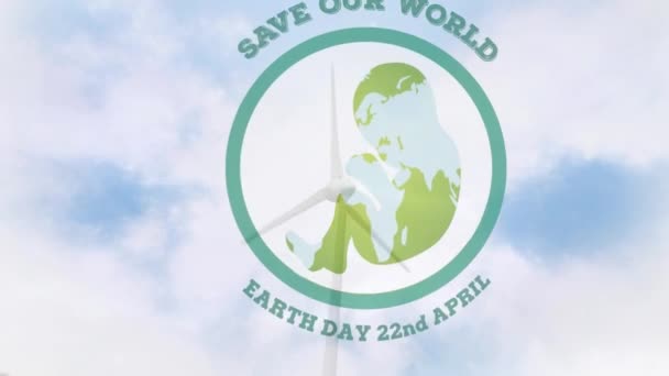 Animation Von Our World Earth Day April Text Mit Symbol — Stockvideo