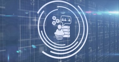 Karanlık arka planda finansal veri işleme resmi. küresel bağlantılar, veri işleme ve dijital arayüz konsepti dijital olarak oluşturulmuş resim.