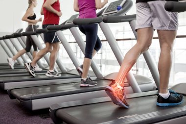 Digital composite of  Jogger experiencing ankle pain