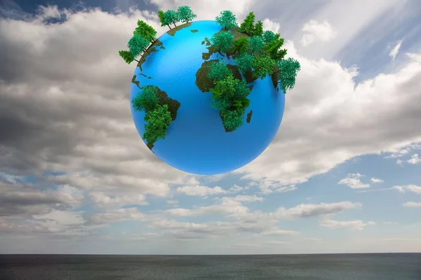 Digitally Generated Earth Floating Air — Stock Photo, Image