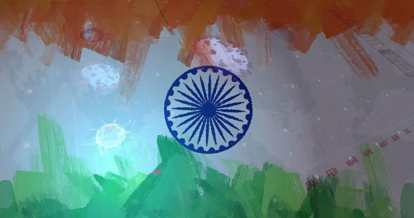 Kovid Statisztika Összetétele Indiai Zászló Felett Globális Koronavírus Világjárvány Indiai — Stock Fotó