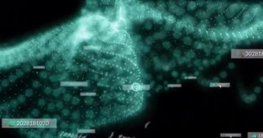 Animation of media icons over data processing. Global business and digital interface concept digitally generated video.