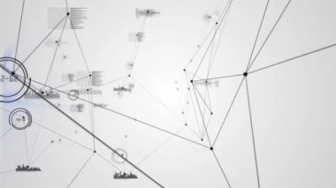 Animation of network of connections over light spots. Global business and digital interface concept digitally generated video.