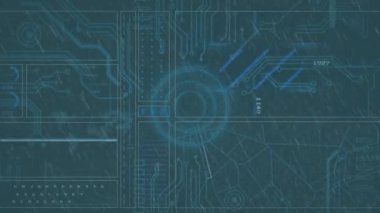 Yağmur yüzünden veri işleme animasyonu. Küresel iş ve dijital arayüz kavramı dijital olarak oluşturulmuş video.