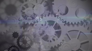 Veri işleme üzerinde dönen dişli ağının animasyonu. Küresel teknoloji, bağlantılar, veri işleme ve dijital olarak üretilen iş konsepti.