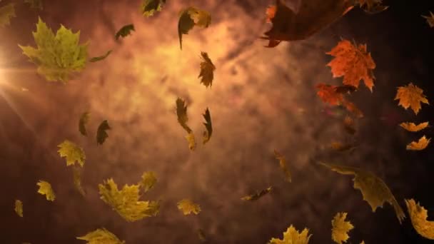 Animation Autumn Leaves Falling Brown Background Thanksgiving Day Autumn American — Stock Video