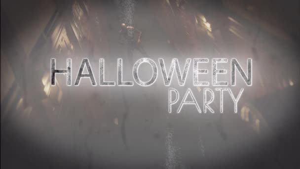 Animation Der Halloween Party Text Blinkt Über Zombie Figur Dunklen — Stockvideo