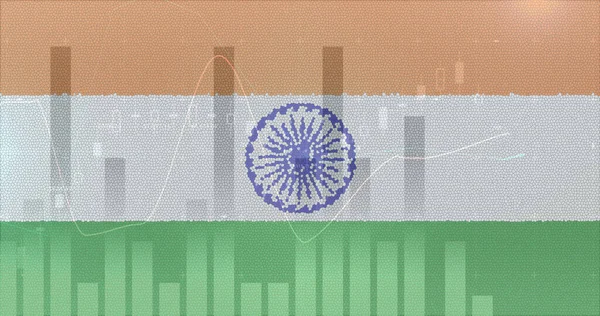 Composizione Delle Statistiche Del Covid Sulla Bandiera Indiana Global Covid — Foto Stock