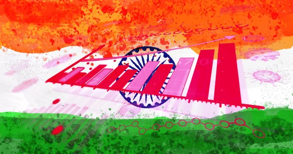 Σύνθεση Covid Κελιών Και Στατιστικά Στοιχεία Για Την Ινδική Σημαία — Φωτογραφία Αρχείου