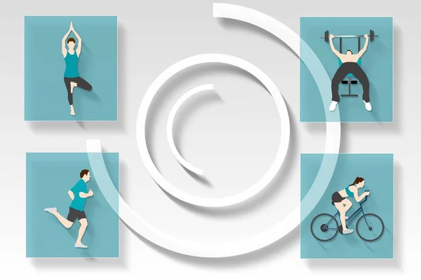 Menu Aplicativos Fitness Saúde Fundo Cinza — Fotografia de Stock